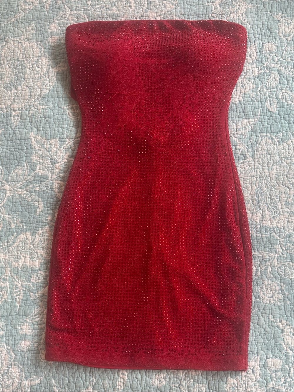 Strapless Red sequin homecoming dress